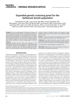 Expanded Genetic Screening Panel for the Ashkenazi Jewish Population