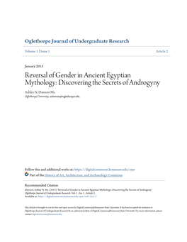 Reversal of Gender in Ancient Egyptian Mythology: Discovering the Secrets of Androgyny Ashley N