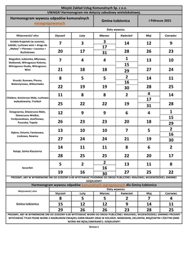 Harmonogram Wywozu Odpadów Komunalnych