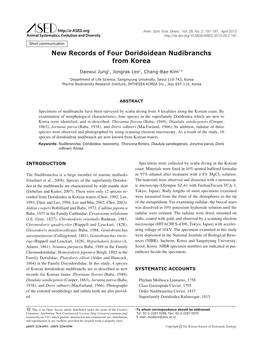 New Records of Four Doridoidean Nudibranchs from Korea