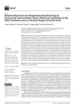 Relationships Between Morphostructural/Geological Framework and Landslide Types: Historical Landslides in the Hilly Piedmont Area of Abruzzo Region (Central Italy)