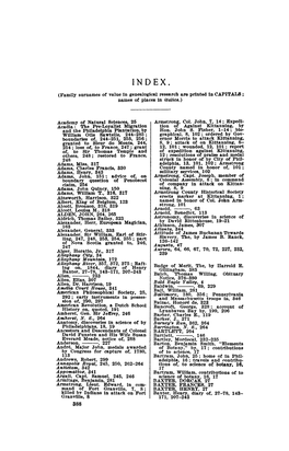 INDEX. (Family Surnames of Value in Genealogical Research Are Printed in CAPITALS ; Names of Places in Italics.)