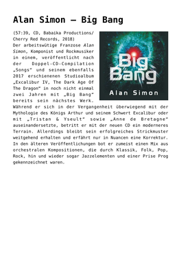 Alan Simon &#8211; Big Bang