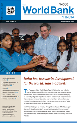 Beginning with This Issue, the World Bank in India Newsletter Will Carry