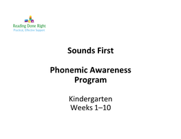 Sounds First Phonemic Awareness Program