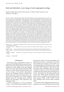 Dark and Disturbed: a New Image of Early Angiosperm Ecology