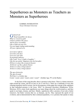 Superheroes As Monsters As Teachers As Monsters As Superheroes
