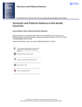 Terrorism and Political Violence in the Nordic Countries