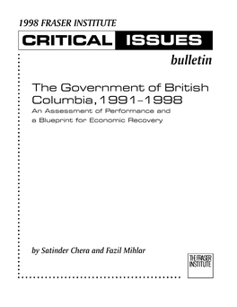 Critical Issues Bulletins the Fraser Institute