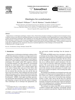 Ontologies for Ecoinformatics Richard J