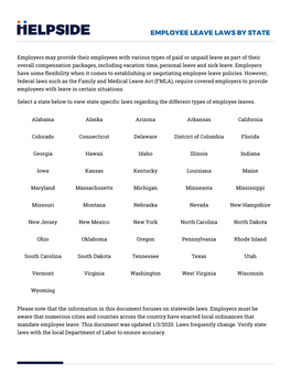 Employee Leave Laws by State