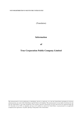 Information of True Corporation Public Company Limited 1