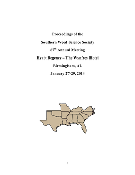2014 Proceedings, Southern Weed Science Society, Volume 67 Tables of Contents