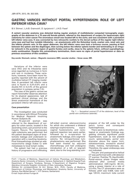 Gastric Varices Without Portal Hypertension: Role of Left Inferior Vena Cava?