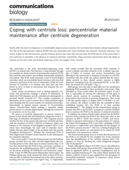 Pericentriolar Material Maintenance After Centriole Degeneration