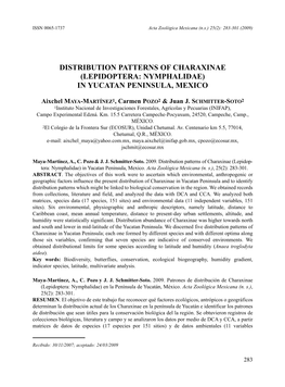 Distribution Patterns of Charaxinae (Lepidoptera: Nymphalidae) in Yucatan Peninsula, Mexico