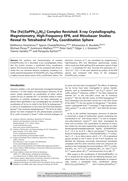 X‐Ray Crystallography, Magnetometry, High‐Frequency