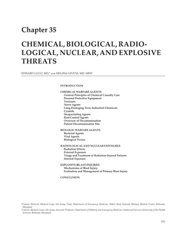 Chemical, Biological, Radiological, Nuclear, and Explosive Threats