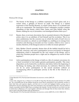 CHAPTER 1 GENERAL PRINCIPLES Beauty of the Liturgy 1.1.1 The