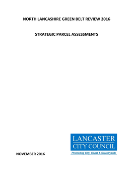 North Lancashire Green Belt Review 2016 Strategic Parcel Assessments
