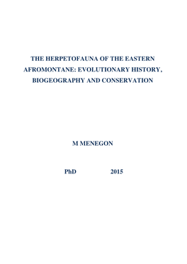 The Herpetofauna of the Eastern Afromontane: Evolutionary History, Biogeography and Conservation