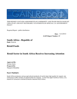 Retail Sector in South Africa Receives Increasing Attention Retail Foods South Africa