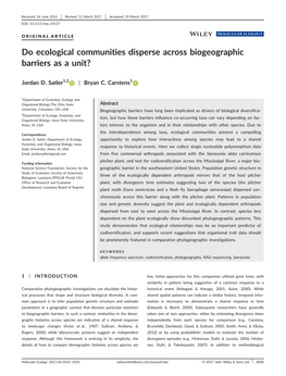 Do Ecological Communities Disperse Across Biogeographic Barriers As a Unit?