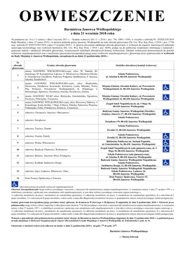 Burmistrza Janowca Wielkopolskiego Z Dnia 21 Września 2018 Roku
