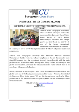 NEWSLETTER 105 (January 31, 2013)