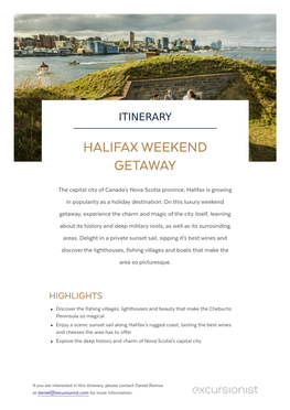 Halifax Weekend Getaway