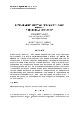 A Demographic Study of Cuban Freemasons: Technical Discussion