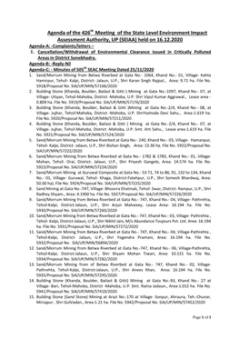 Agenda of the 426Th Meeting of the State Level Environment Impact Assessment Authority, up (SEIAA) Held on 16.12.2020 Agenda-A: -Complaints/Letters – 1