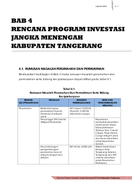 Bab 4 Rencana Program Investasi Jangka Menengah Kabupaten Tangerang