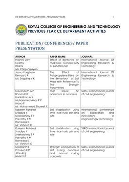 Department Activities 2016-17