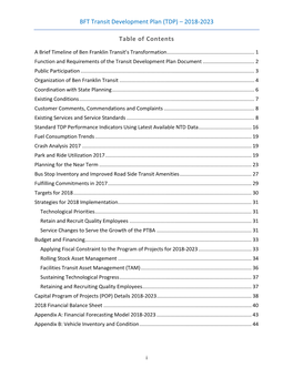 BFT Transit Development Plan (TDP) – 2018-2023