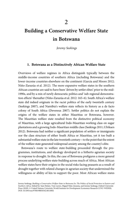 Building a Conservative Welfare State in Botswana