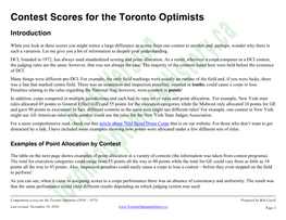 Contest Scores for the Toronto Optimists Drum Corps (1958