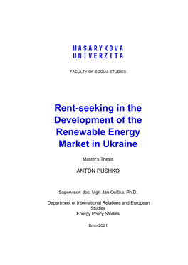 Rent-Seeking in the Development of the Renewable Energy Market in Ukraine