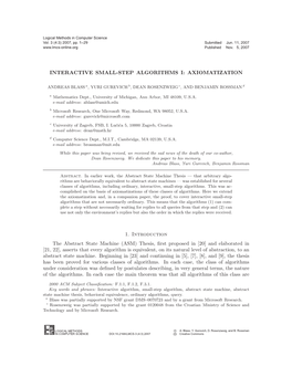 Interactive Small-Step Algorithms I: Axiomatization