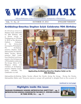 Archbishop-Emeritus Stephen Sulyk Celebrates 90Th Birthday