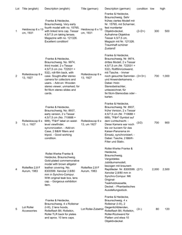 (German) Description (German) Condition Low High Franke & Heidecke, Braunschweig
