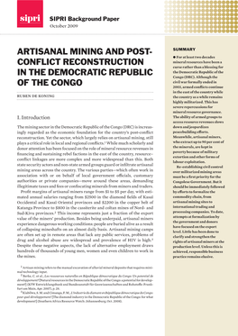 Artisanal Mining and Post-Conflict Reconstruction in the Democratic