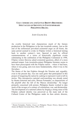 An Overtly Historical Turn Characterizes Much of the Literary Production in the Philippines in the Late Twentieth Century