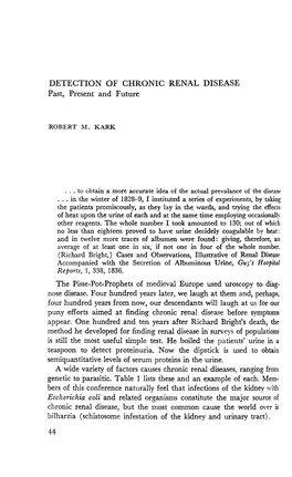 DETECTION of CHRONIC RENAL DISEASE Past, Present and Future