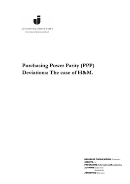 Purchasing Power Parity (PPP) Deviations: the Case of H&M