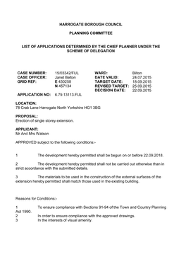 Harrogate Borough Council Planning Committee List Of