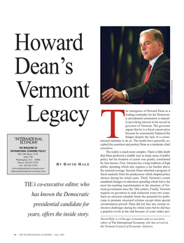 Howard Dean's Vermont Legacy