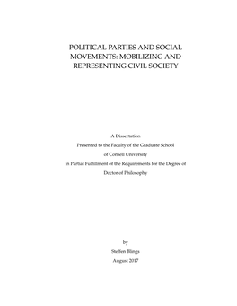 Political Parties and Social Movements: Mobilizing and Representing Civil Society