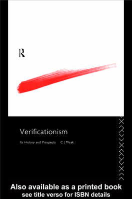 Verificationism: Its History and Prospects