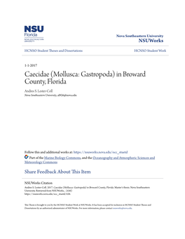 Caecidae (Mollusca: Gastropoda) in Broward County, Florida Andres S